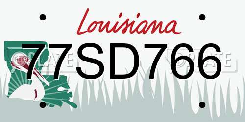 77SD766 Louisiana License Plate