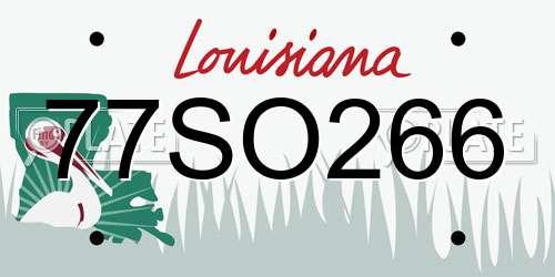 77SO266 Louisiana License Plate