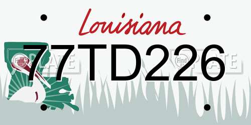 77TD226 Louisiana License Plate