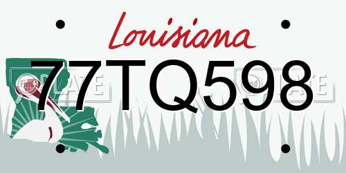 77TQ598 Louisiana License Plate
