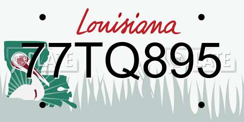 77TQ895 Louisiana License Plate