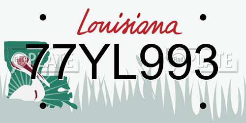 77YL993 Louisiana License Plate