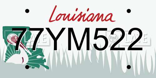 77YM522 Louisiana License Plate