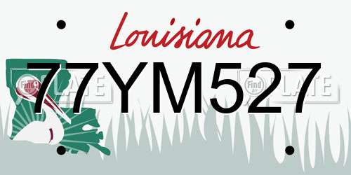 77YM527 Louisiana License Plate