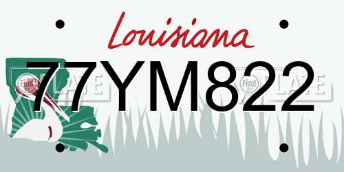 77YM822 Louisiana License Plate