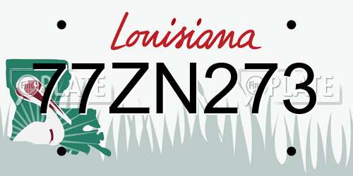 77ZN273 Louisiana License Plate