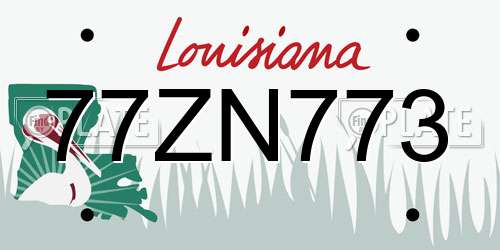 77ZN773 Louisiana License Plate