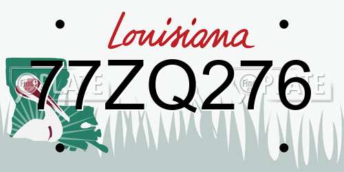77ZQ276 Louisiana License Plate