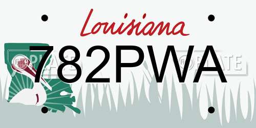 782PWA Louisiana License Plate