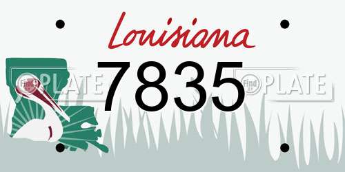 7835 Louisiana License Plate