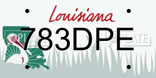 783DPE Louisiana License Plate