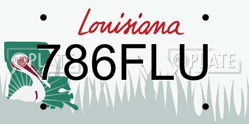 786FLU Louisiana License Plate