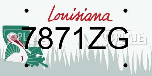 7871ZG Louisiana License Plate