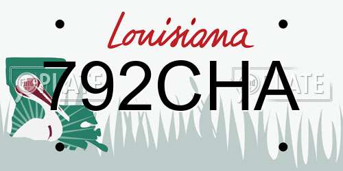 792CHA Louisiana License Plate