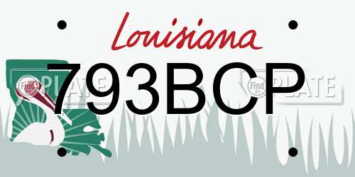 793BCP Louisiana License Plate