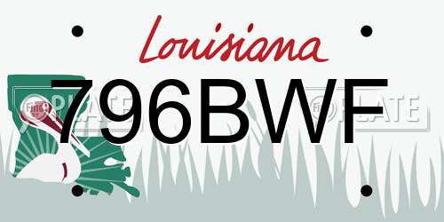 796BWF Louisiana License Plate