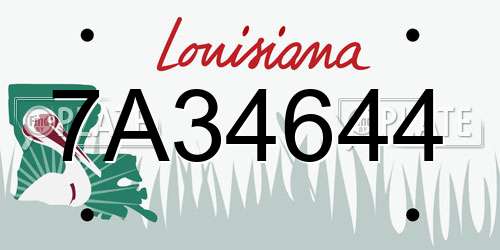 7A34644 Louisiana License Plate