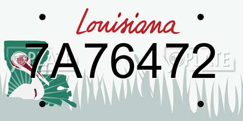 7A76472 Louisiana License Plate
