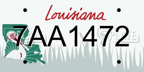 7AA1472 Louisiana License Plate