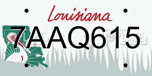 7AAQ615 Louisiana License Plate