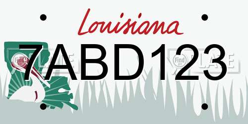 7ABD123 Louisiana License Plate