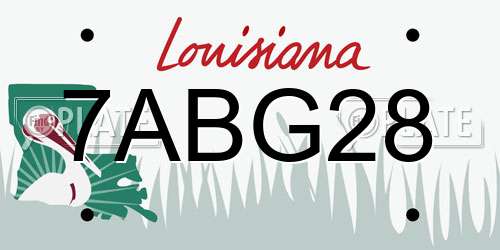 7ABG28 Louisiana License Plate