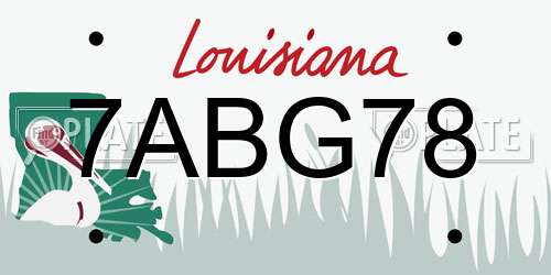 7ABG78 Louisiana License Plate