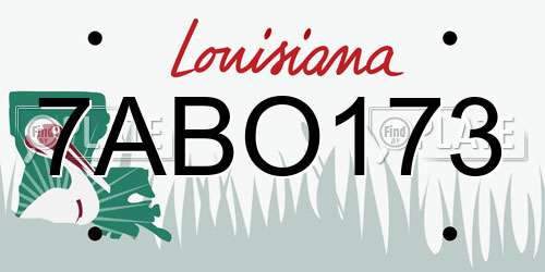 7ABO173 Louisiana License Plate