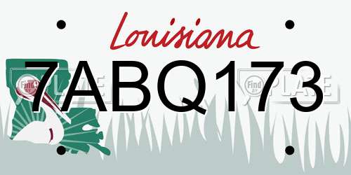 7ABQ173 Louisiana License Plate