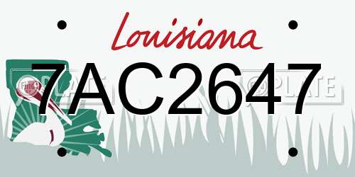 7AC2647 Louisiana License Plate