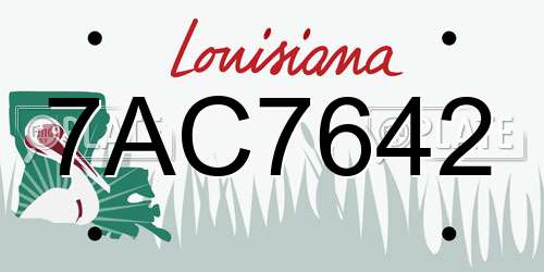 7AC7642 Louisiana License Plate