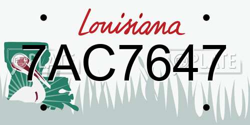 7AC7647 Louisiana License Plate
