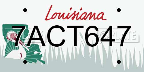 7ACT647 Louisiana License Plate