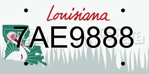 7AE9888 Louisiana License Plate