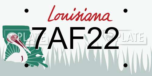 7AF22 Louisiana License Plate