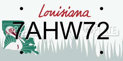 7AHW72 Louisiana License Plate