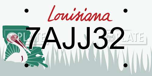 7AJJ32 Louisiana License Plate
