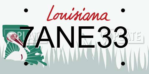 7ANE33 Louisiana License Plate