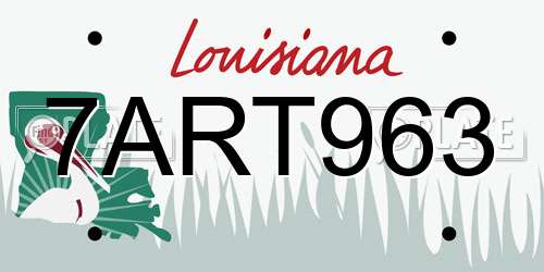 7ART963 Louisiana License Plate