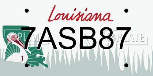 7ASB87 Louisiana License Plate