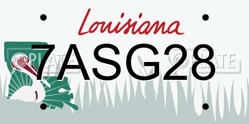 7ASG28 Louisiana License Plate