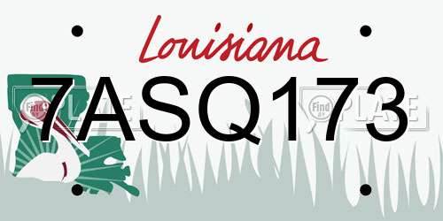 7ASQ173 Louisiana License Plate