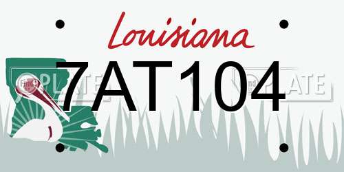 7AT104 Louisiana License Plate