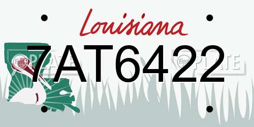7AT6422 Louisiana License Plate