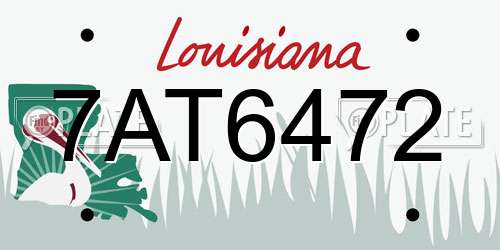 7AT6472 Louisiana License Plate