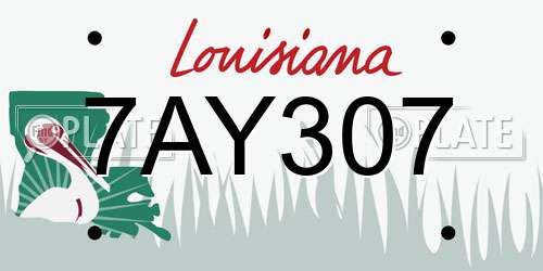 7AY307 Louisiana License Plate