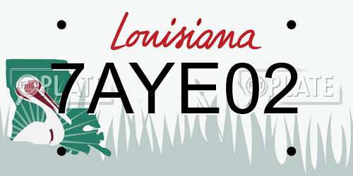 7AYE02 Louisiana License Plate