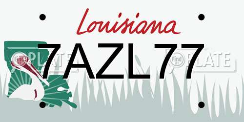 7AZL77 Louisiana License Plate