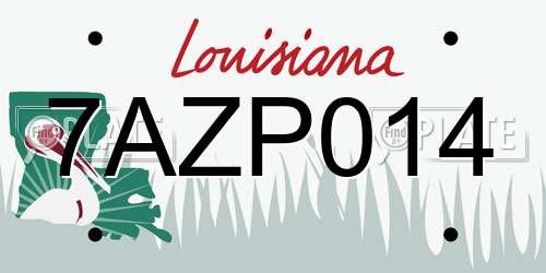 7AZP014 Louisiana License Plate