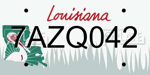 7AZQ042 Louisiana License Plate